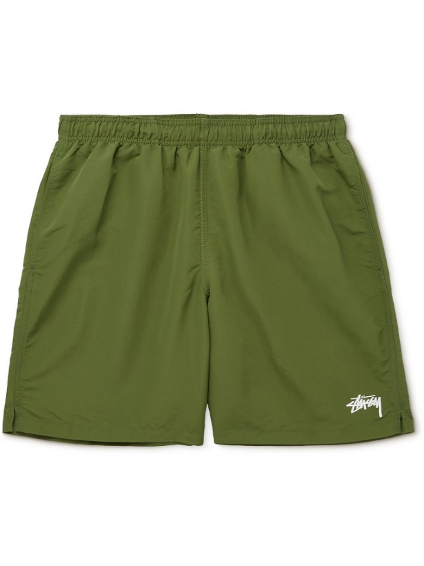 Photo: STÜSSY - Wide-Leg Logo-Print Shell Shorts - Green - L