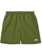 STÜSSY - Wide-Leg Logo-Print Shell Shorts - Green - L