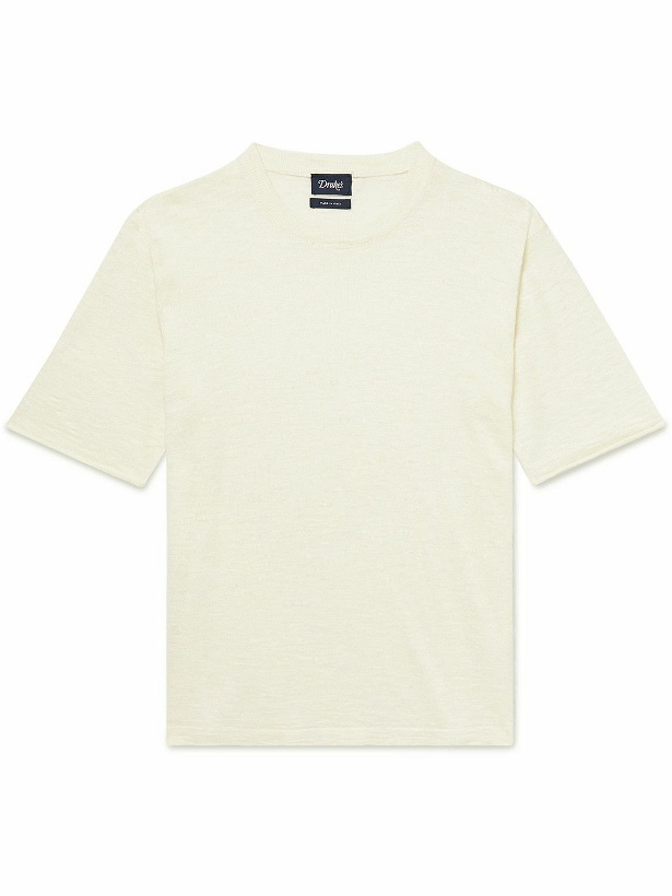 Photo: Drake's - Linen and Silk-Blend T-Shirt - Neutrals