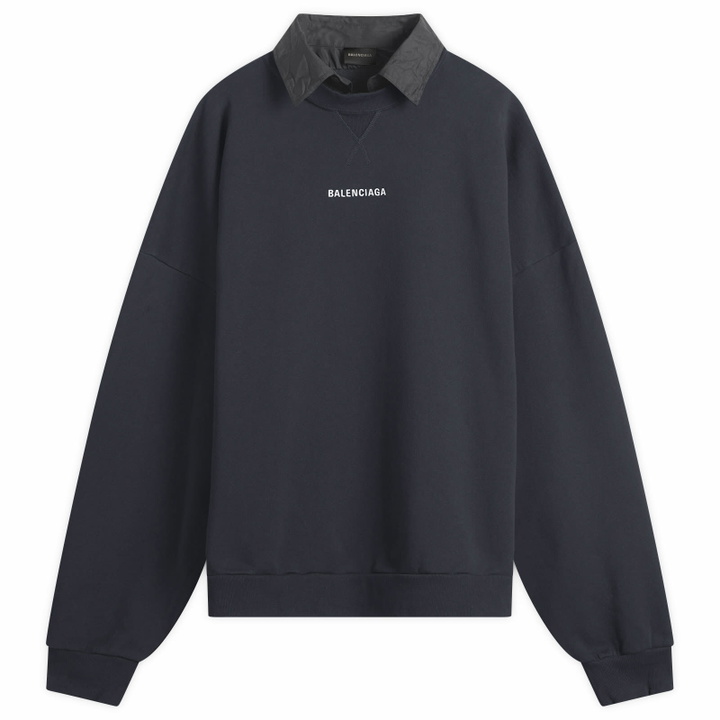Photo: Balenciaga Men's Logo Polo Shirt in Faded Black/White