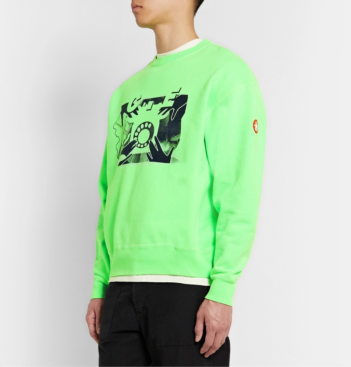 Cav Empt - Logo-Appliquéd Printed Loopback Cotton-Jersey Sweatshirt - Green