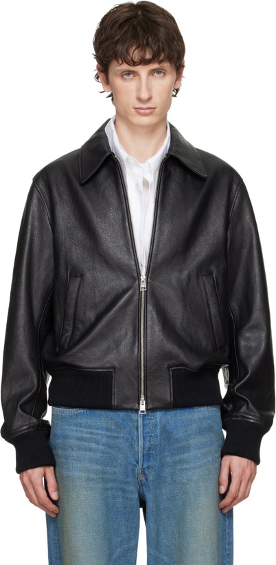 Photo: AMI Paris Black Zipped Lamb Leather Jacket