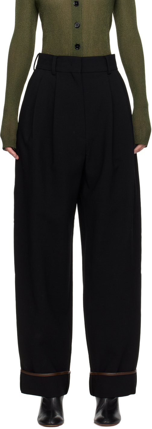 [RECTO] / ☆ 25SS HIGH-RISE CURVED LEGS WOOL PANTS / BLACK Recto High-Rise Curved Leg Trousers In Black - 45% Off