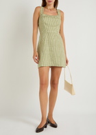 Reformation Celosia Gingham-jacquard Linen Mini Dress Green