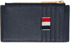 Thom Browne Navy Sky Icons Zip Card Wallet