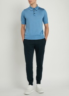 Dolce & Gabbana Logo-embroidered Silk Polo Shirt Blue