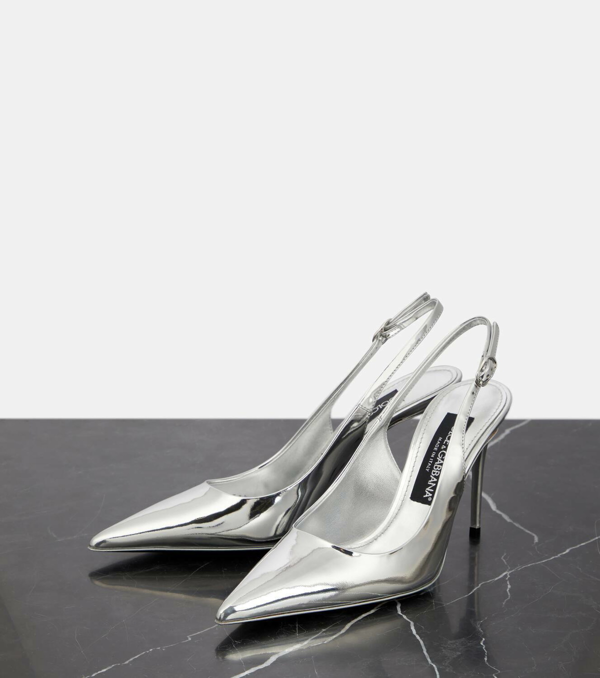 Dolce&Gabbana Lollo mirrored leather slingback pumps