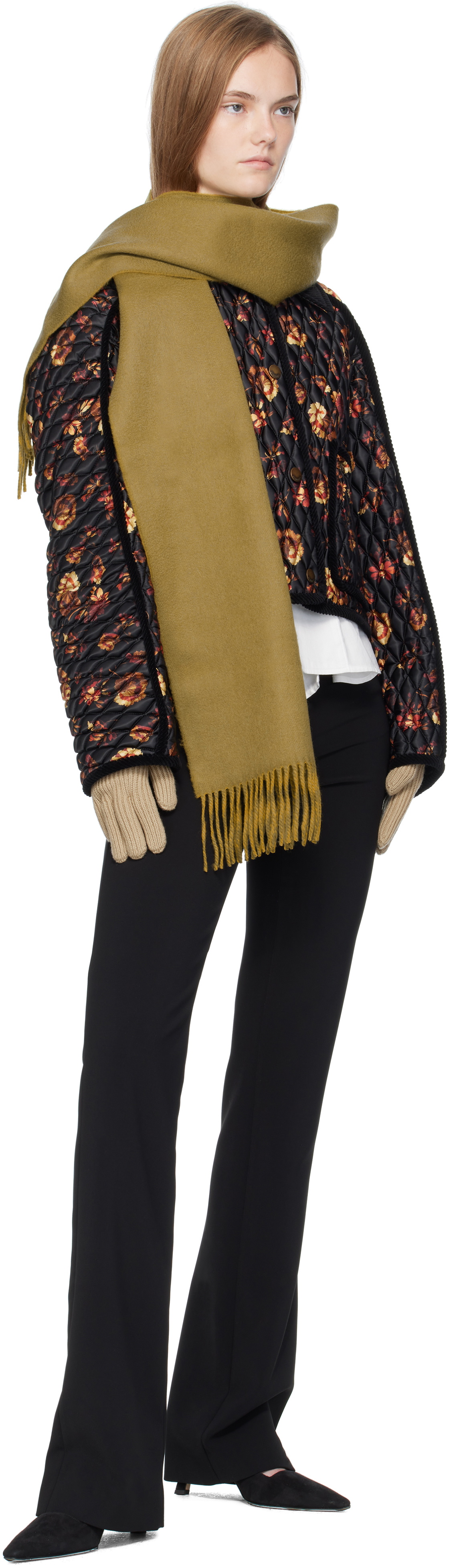 Burberry Beige Logo Patch Wool Gloves