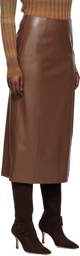 Olēnich Brown Cutout Faux-Leather Midi Skirt
