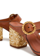 Zimmermann Solena 65 Leather and Raffia Mules Brown