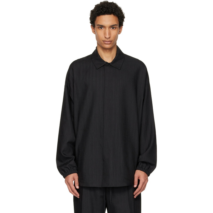 Photo: Fear of God Black Striped Wool Elastic Cuff Shirt