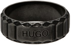 Hugo Silver Snakeskin Logo Ring