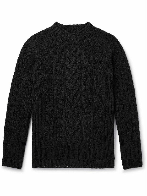 Photo: Howlin' - Super Cult Slim-Fit Cable-Knit Virgin Wool Sweater - Black