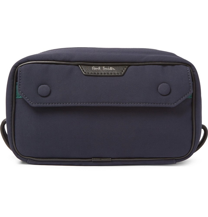 Photo: Paul Smith - Leather-Trimmed Shell Wash Bag - Navy