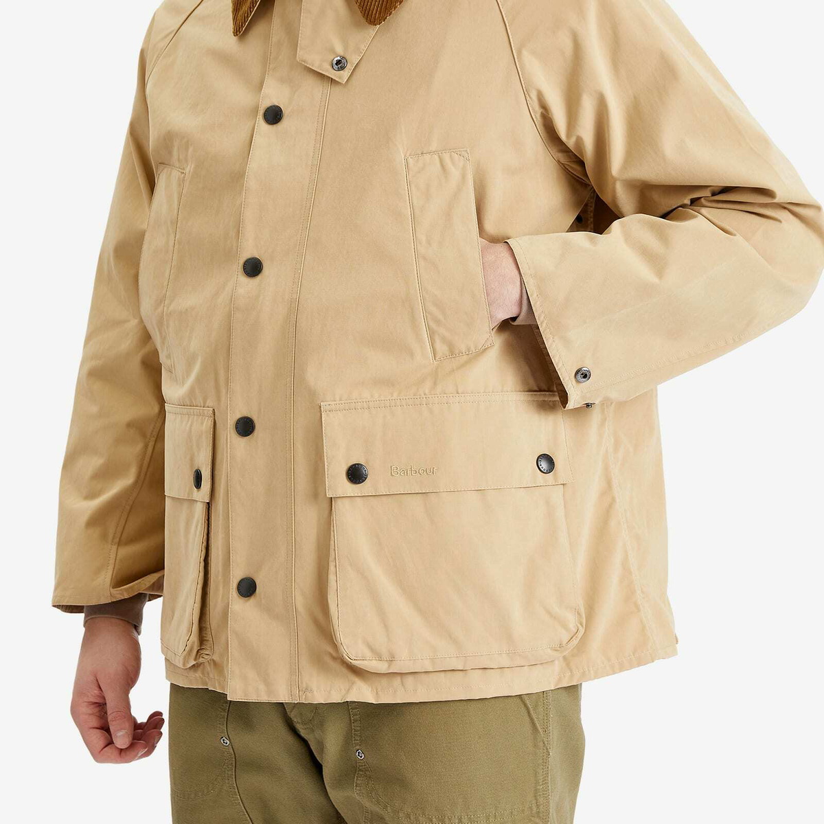 Barbour Men's OS Peached Bedale Casual Jacket in Stone Barbour