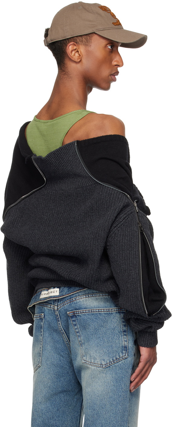 Y/Project Gray Zip Insert High Neck Sweater Y/Project Y/Project Gray Zip Insert High Neck Sweater Y/Project