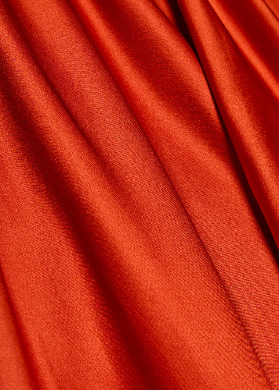 Reformation Daniela Halterneck Silk Dress Red