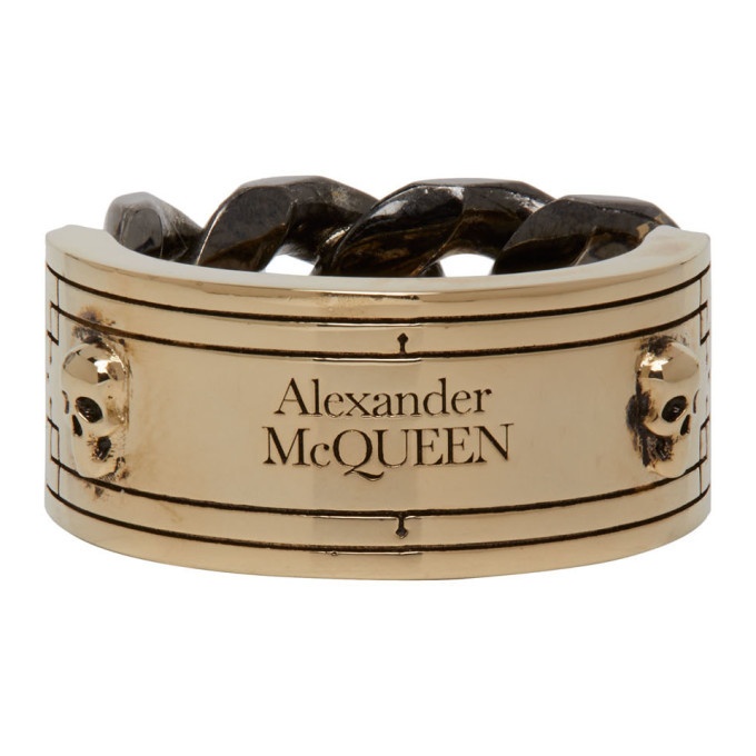 Photo: Alexander McQueen Gold and Gunmetal Bi-Color Identity Chain Ring