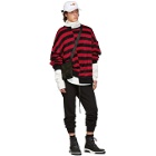 D by D Black and Red Unbalanced Striped Sweater