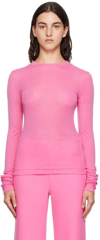 Photo: Birrot Pink Crewneck Long Sleeve T-Shirt