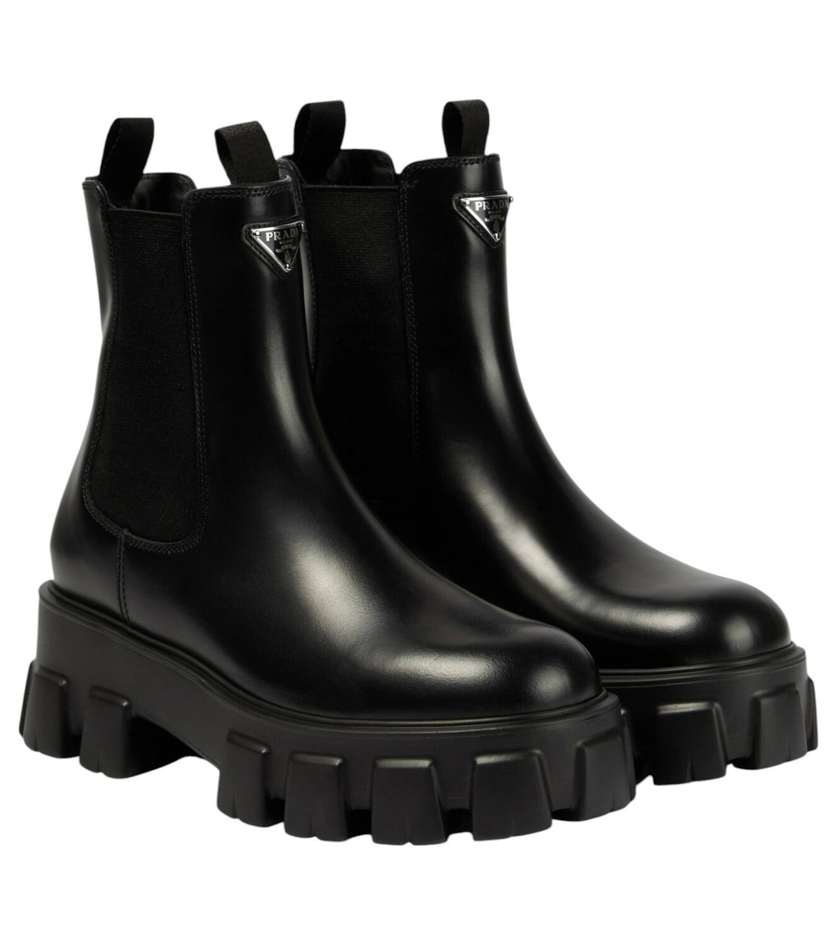 Prada Black Patent Oxford Chelsea Boots Prada