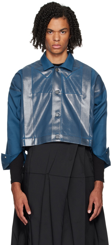 Photo: 132 5. ISSEY MIYAKE Blue Tucked Foil Jacket