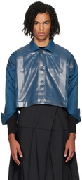 132 5. ISSEY MIYAKE Blue Tucked Foil Jacket