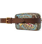 GUCCI - Disney Leather-Trimmed Printed Monogrammed Coated-Canvas Belt Bag - Brown