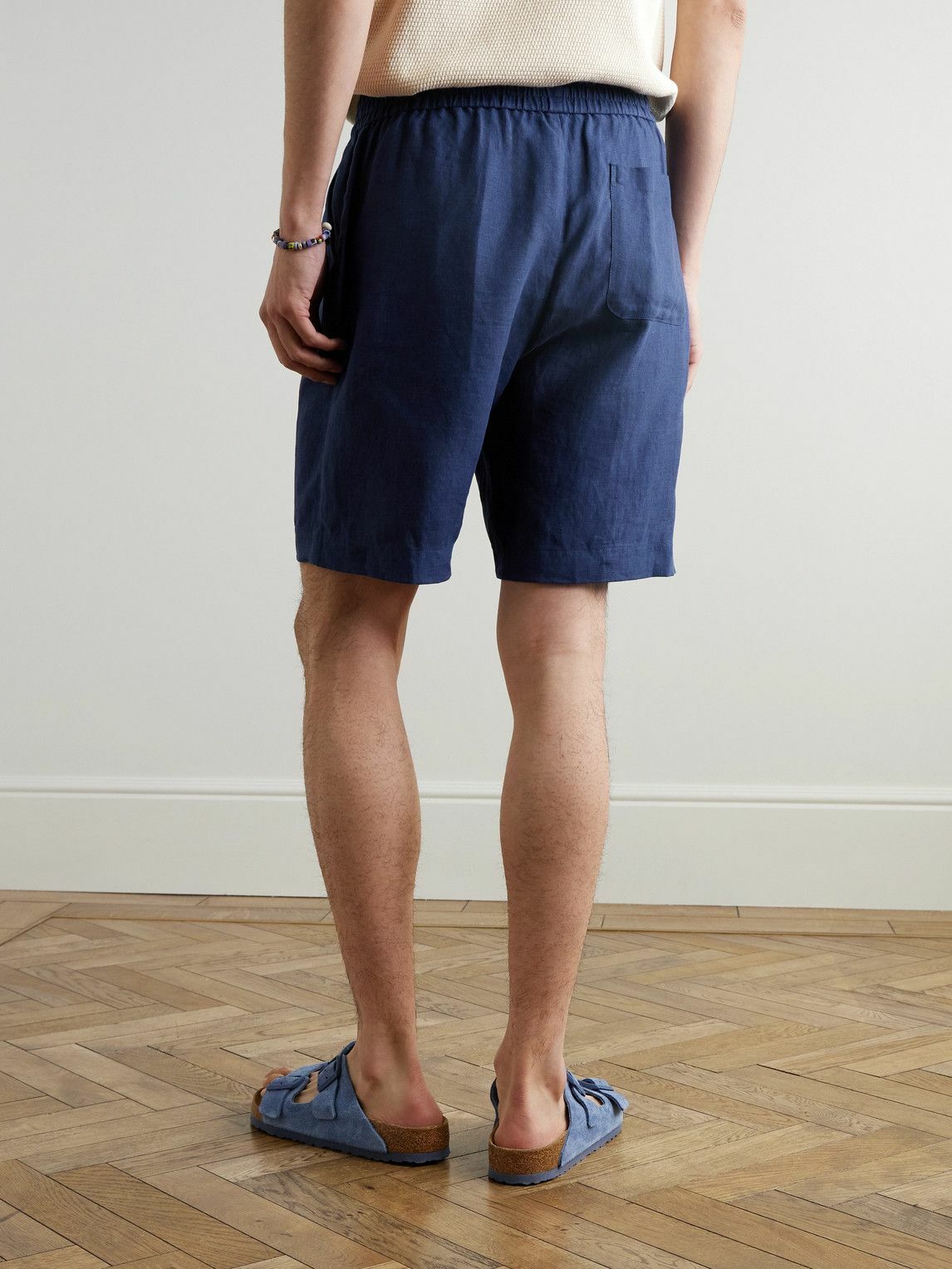 Sunspel - Straight-Leg Linen Shorts - Blue
