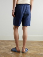 Sunspel - Straight-Leg Linen Shorts - Blue