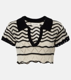 Bananhot Coco open-knit cotton-blend crop top