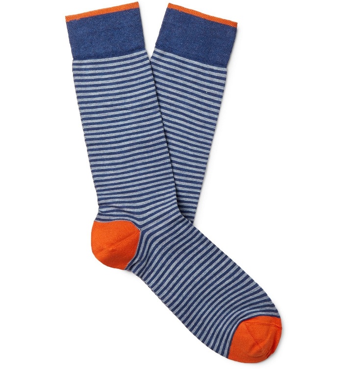 Photo: Marcoliani - Striped Pima Cotton-Blend Socks - Blue