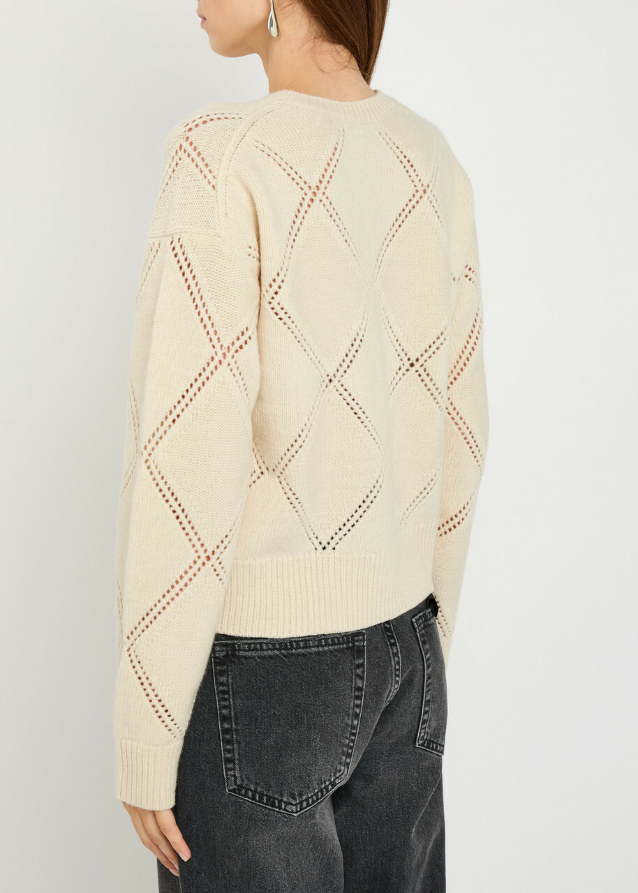 Vince Textured Argyl Wool Jumper Cream