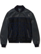 Etro - Panelled Leather and Jacquard Bomber Jacket - Black
