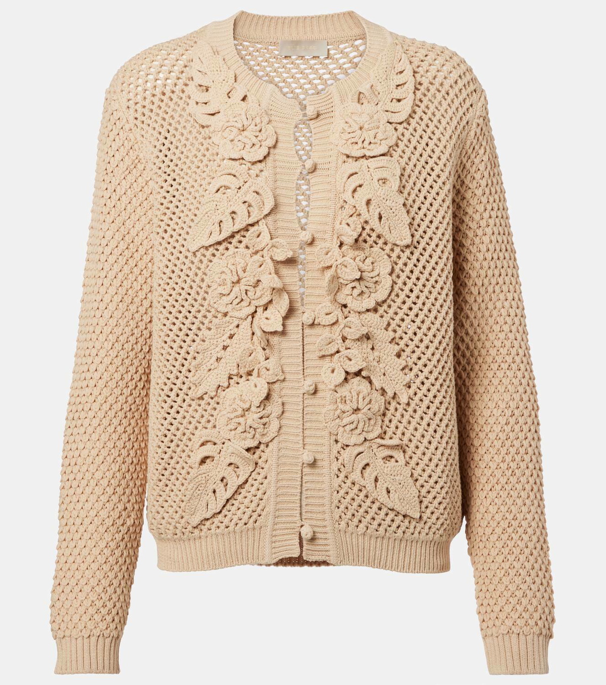 Elie Saab Floral-appliqué crochet cardigan