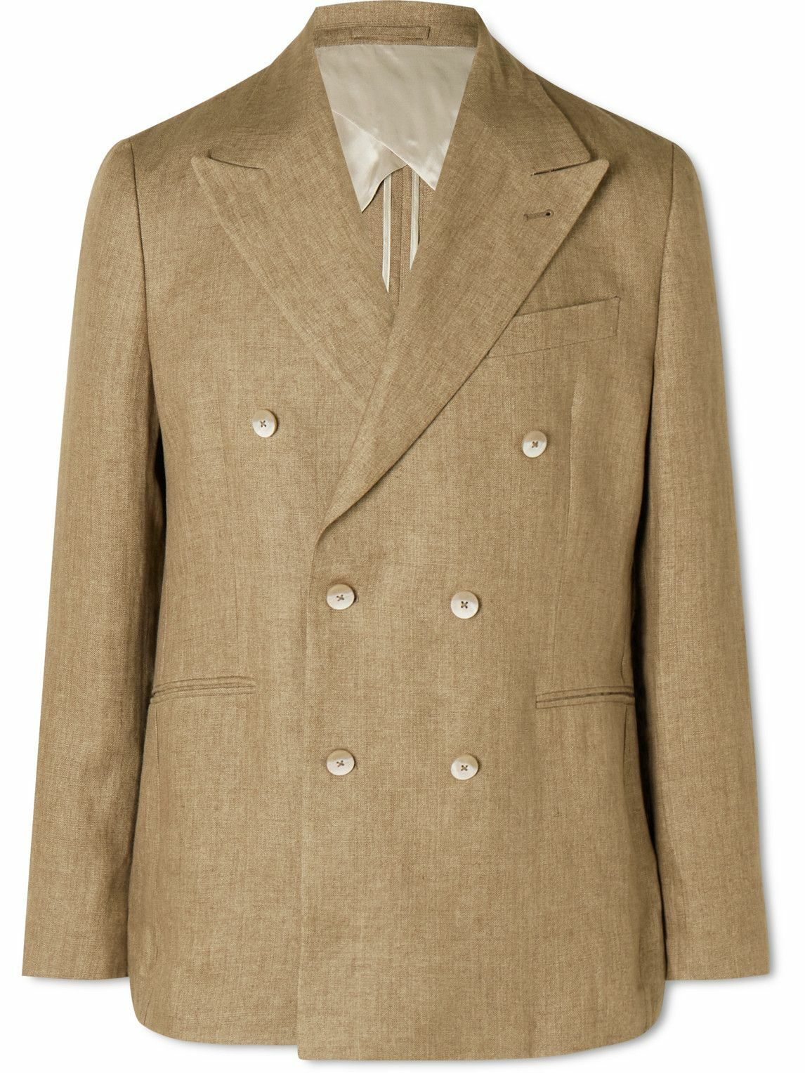 Frescobol Carioca - Zanini Double-Breasted Linen Blazer - Brown