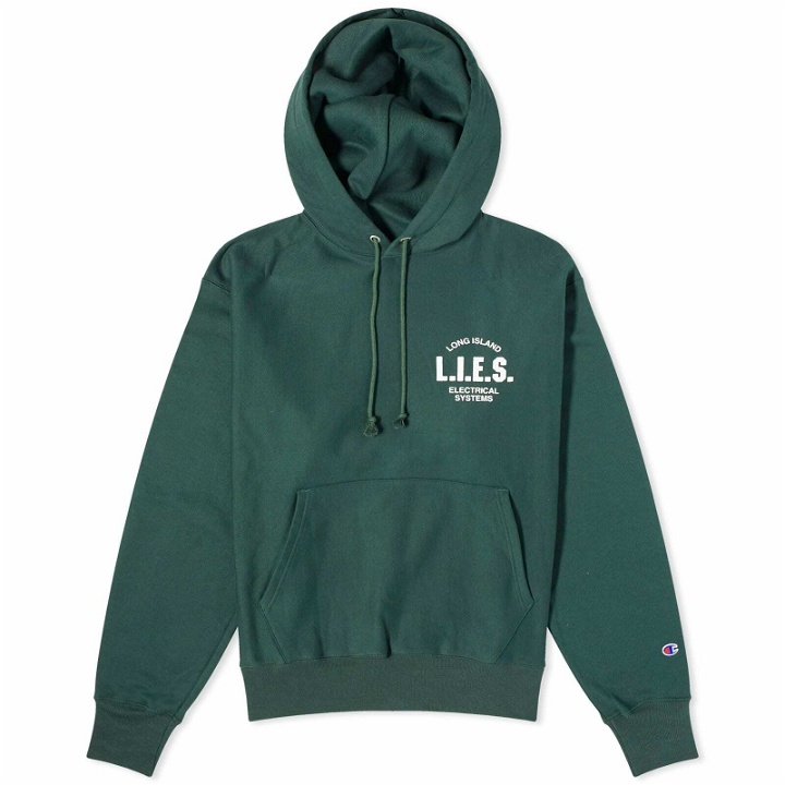 Photo: L.I.E.S. Records Men's Classic Logo Hoodie in Forest Green