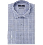 Hugo Boss - Navy Slim-Fit Prince of Wales Checked Cotton and Linen-Blend Shirt - Blue