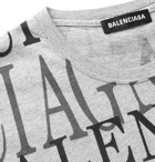 Balenciaga - Logo-Embroidered Printed Cotton-Jersey T-Shirt - Gray