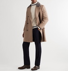 Kingsman - Conrad Double-Breasted Shearling-Trimmed Wool Coat - Brown