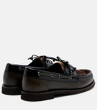 Brunello Cucinelli Monili calf hair-trimmed leather boat shoes