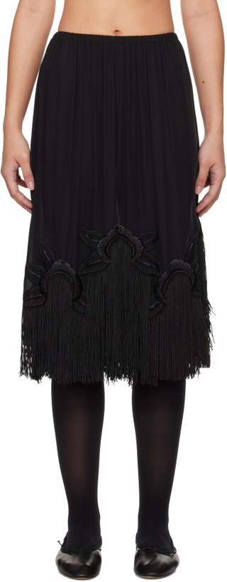 Photo: Bode Black Daffodil Fringe Midi Skirt