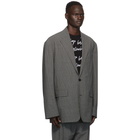 Balenciaga Black and White Check Boxy Blazer