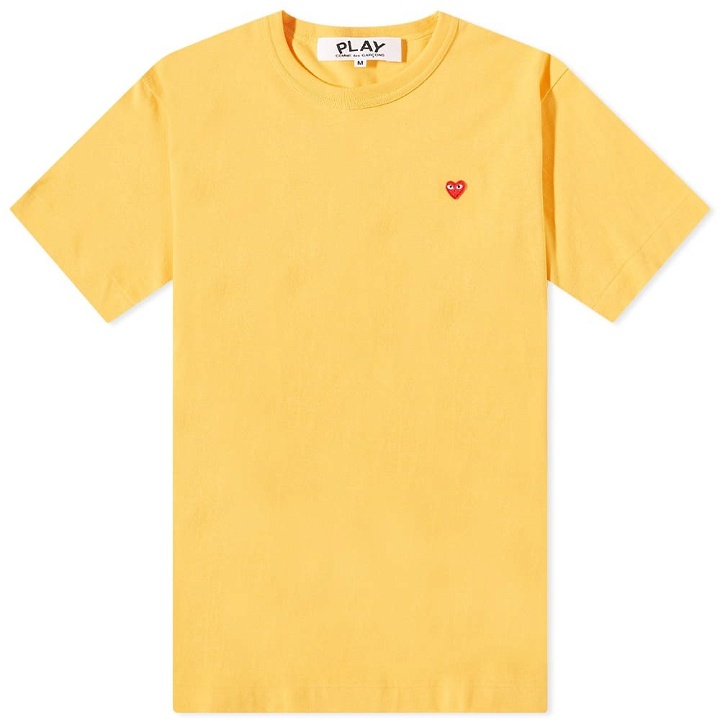 Photo: Comme des Garçons Play Men's Small Red Heart T-Shirt in Yellow