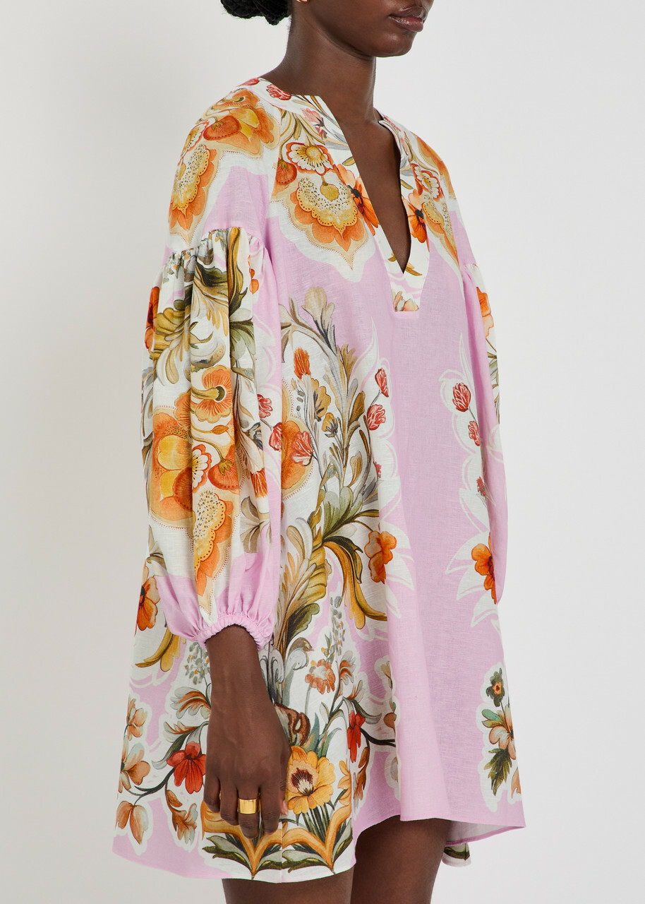 Borgo DE Nor Harlow Floral-print Linen and Cotton-blend Mini Dress Purple