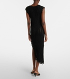 Loulou de Saison Malena asymmetric scalloped crochet midi dress
