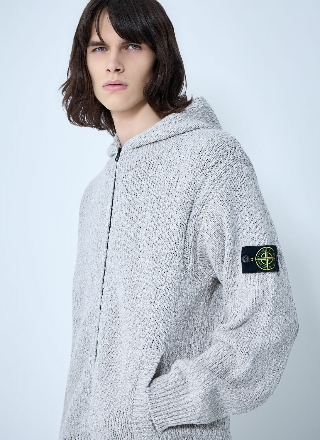 Stone Island Zip-Up Knit Hoodie