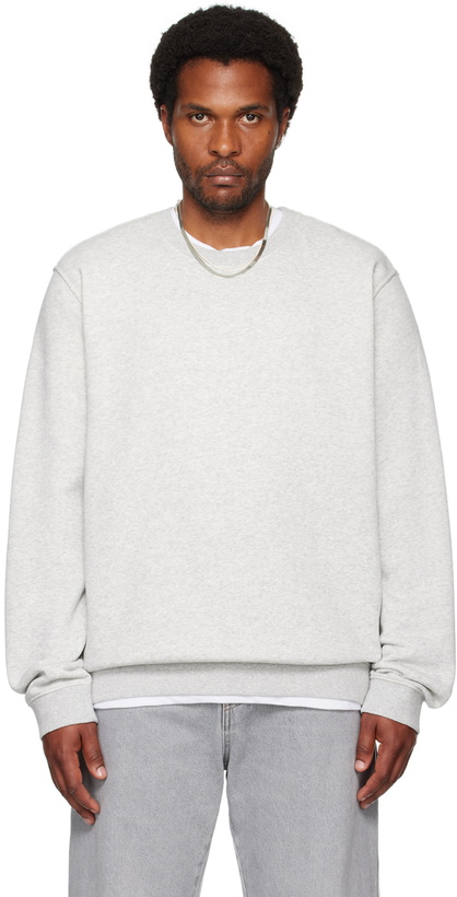 Photo: SKIMS Gray Fleece Lounge Crewneck Sweatshirt
