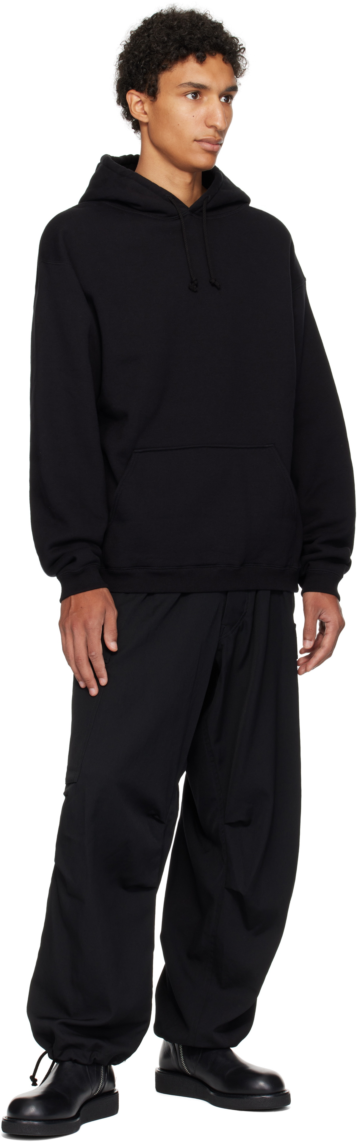 Y's For Men Black Printed Hoodie