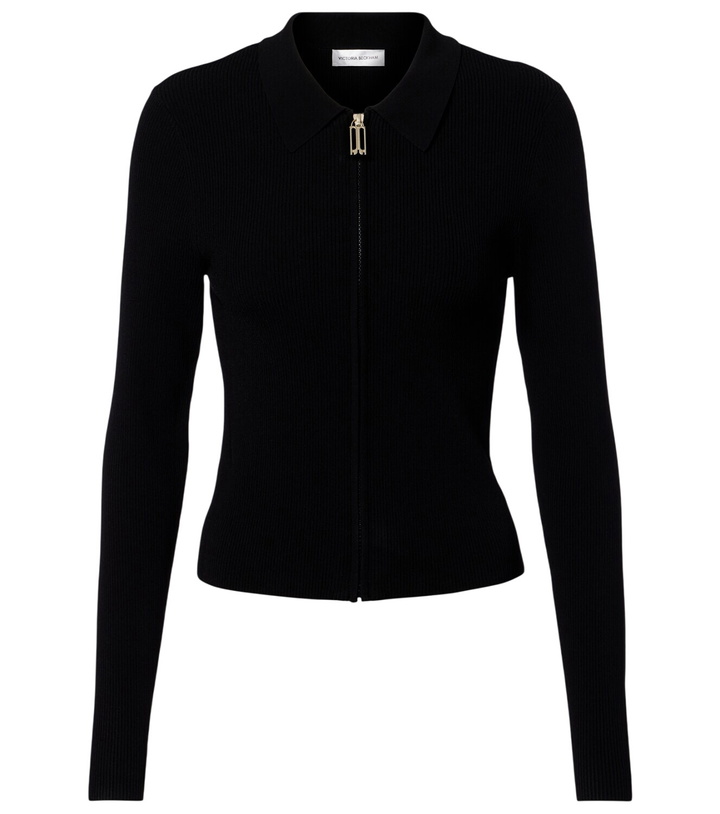 Photo: Victoria Beckham Mila ribbed-knit zip-up top